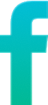 Facebook logo in gradient blue and green.