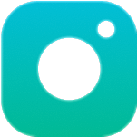 Camera icon with gradient background.