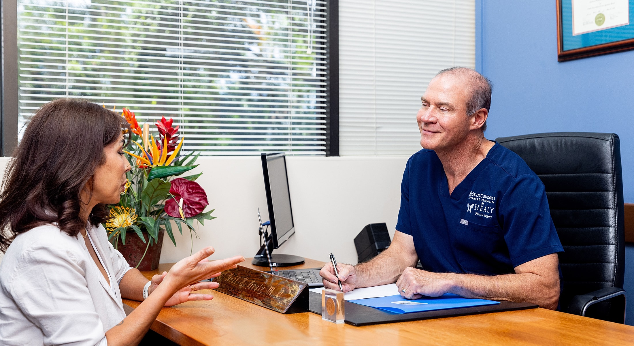 Consultation between doctor and patient.